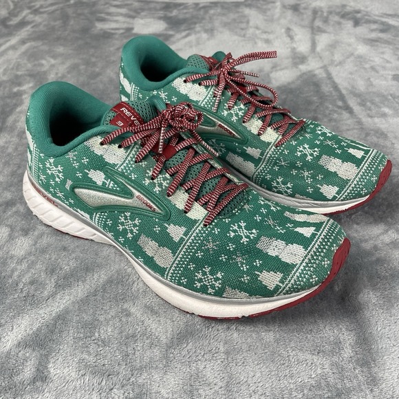 Brooks Other - Brooks Revel 3 Run Merry Christmas Green Sweater Limited Ed Running Shoes Sz 11